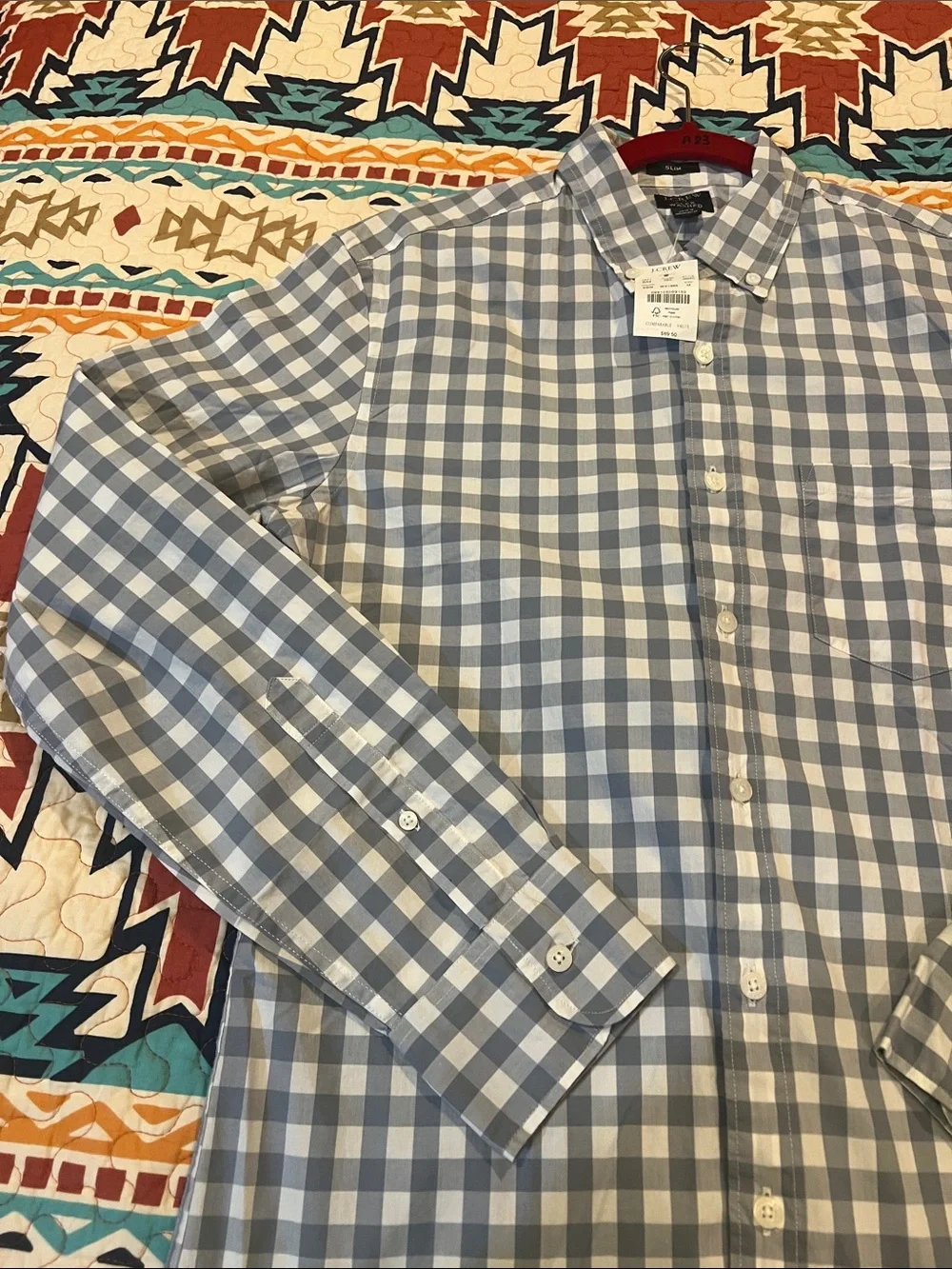J. Crew Blue and White Gingham Button-Down Shirt